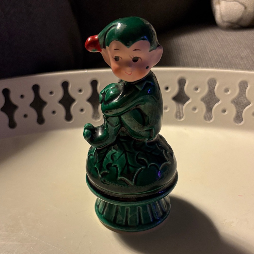 Vintage Green Elf Figurine